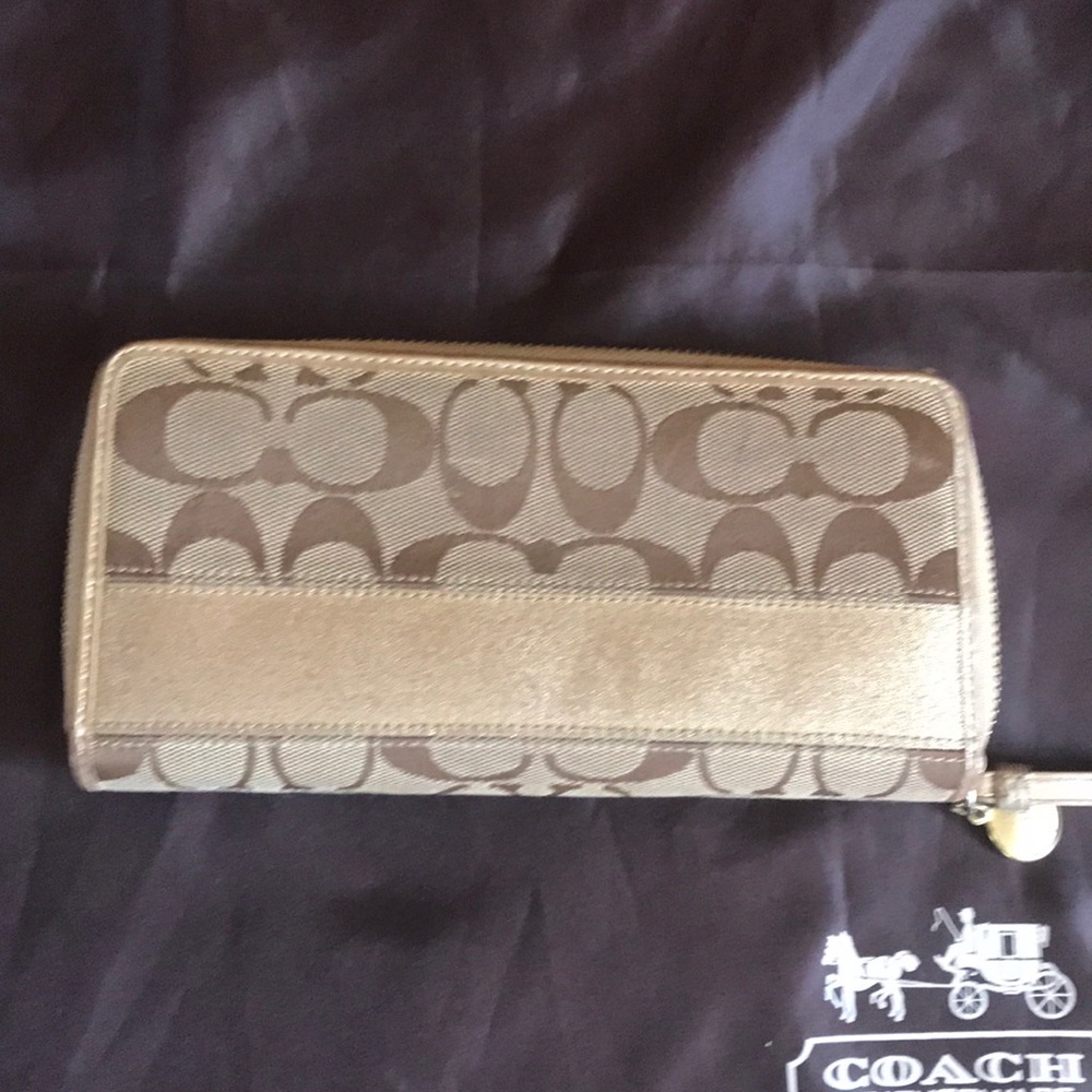 Coach gold metallic wallet